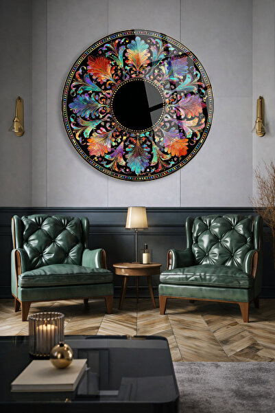 TAULART Colorful Mandala Patterned Round Real Unbreakable Glass Table Ultra V...