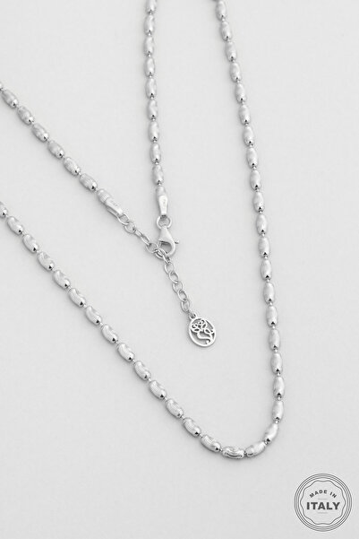 So CHIC... Minimal İtalyan 18 Ayar Beyaz Altın Kaplama 43 Cm Gümüş Kolye