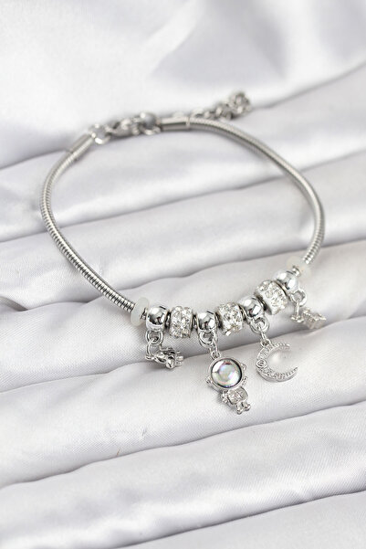 callerrons accessories Brass Silver Color Space Theme Charm Women's Bracelet ...