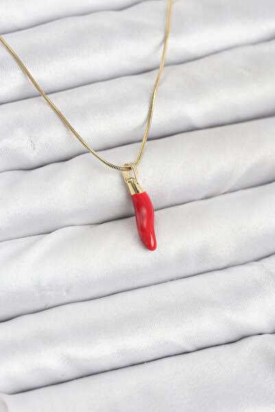 callerrons accessories Steel Gold Color Kapya Red Pepper Model Women's Neckla...