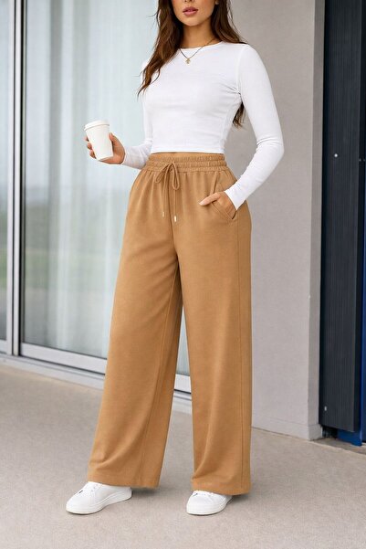 Le Vion Fleece-Lined Winter Women's Sweatpants Wide Leg Baggy Plus Size with ...