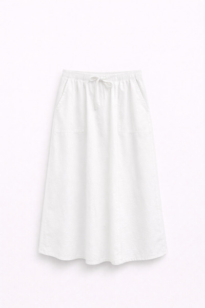 Mixray 4633 Women's Side Pocket Pieced Skirt White