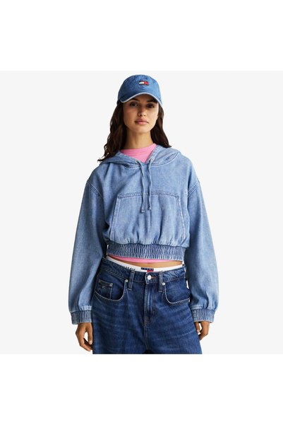 Tommy Hilfiger Tjw Denim Cropped Women's Blue Hoodie