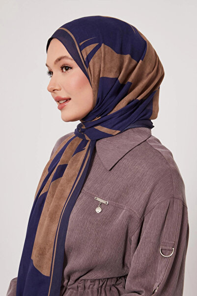 LuvenSara Patterned Silk Shawl - Midnight Blue