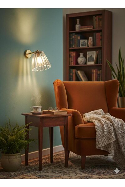 BİAVİZE Crystal Stone Gold Chrome Wall Sconce