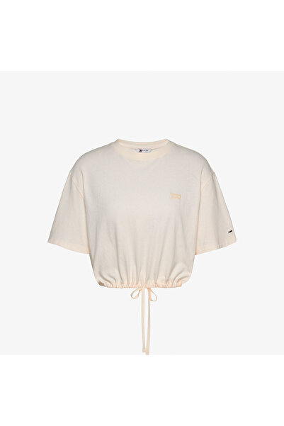Tommy Hilfiger Tommy Jeans Cropped Gmd Script Open Back Kadın Beyaz T-Shirt