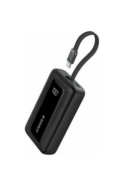 Anker A1688H11 10000 mAh, 30W, 1x USB-C, 1x USB-A, cablu USB-C încorporat Negru