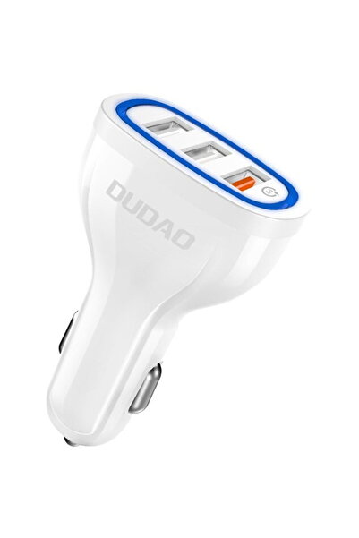 DUDAO Car Charger Quick Charge Quick Charge 3.0 QC3.0 2.4A 18W 3x USB white (...