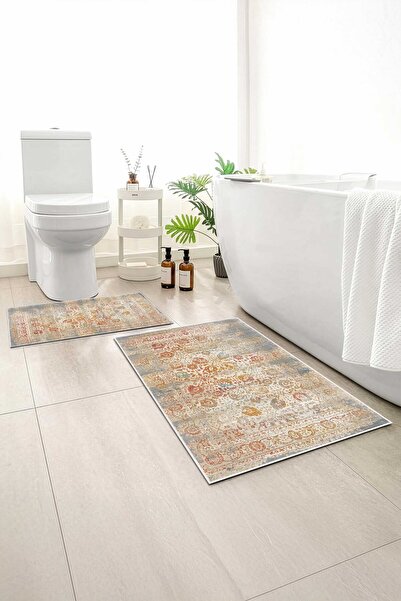 Monnhein سجادة حمام مكونة من قطعتين، سجادة حمام ناعمة، قاعدة غير قابلة للانزل...