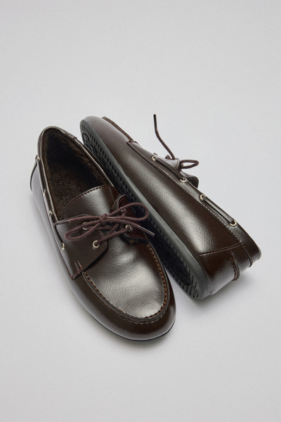 LUTVELIZADE Loafer 2515 - İçi Kürklü Bağcıklı Acı Kahve Kadın Loafer