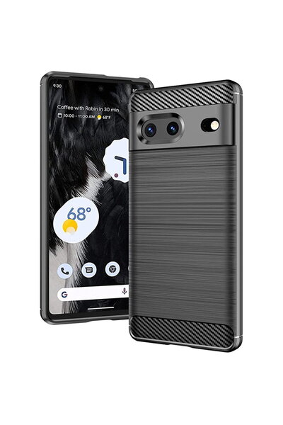 Techsuit Калъф за Google Pixel 7 - карбонов силикон - черен