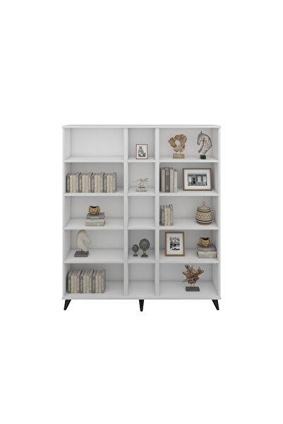 Dienni Simple Kitaplık 12 Raflı 150x30x176 BEYAZ