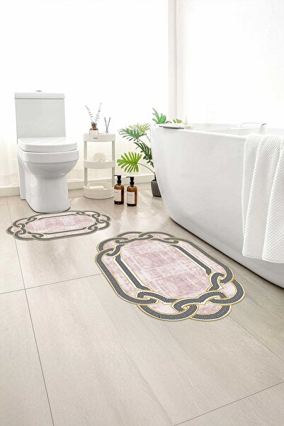 Monnhein سجادة حمام مكونة من قطعتين، سجادة حمام ناعمة، قاعدة غير قابلة للانزل...