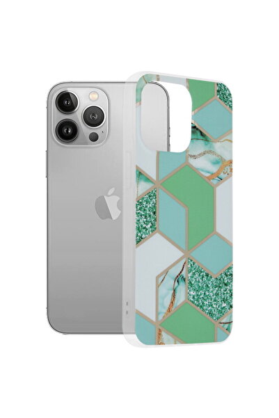 Techsuit Husă pentru iPhone 13 Pro - Seria Marble - Green Hex