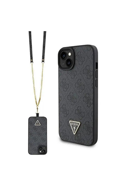 Guess Crossbody 4G Metal Logo Hard Case for iPhone 15 Plus (6.7") - Black