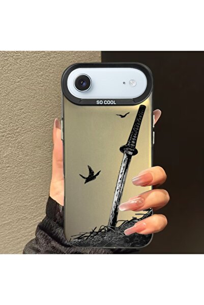 Caseji Iphone 17 air compatible dirt-resistant samurai sword print phone case...
