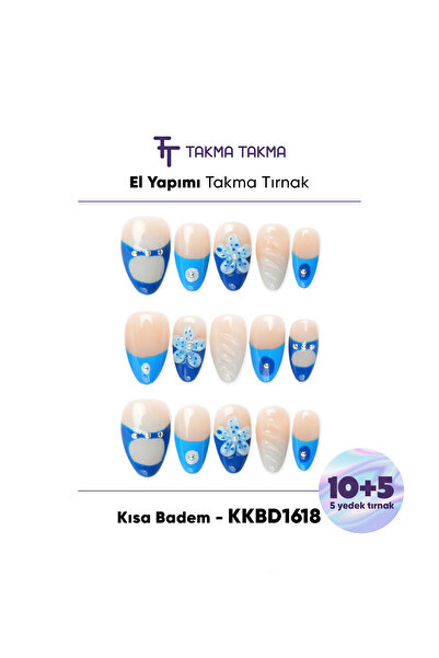 Takma Takma Kısa Badem Renkli 15'li KKBD1618 Tekrar Kullanılabilir El Yapımı ...