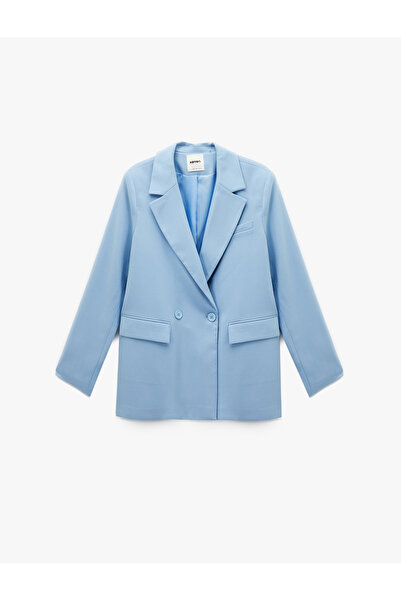 Koton X Melis Ağazat - Long Sleeve Double-Breasted Oversized Blazer Jacket
