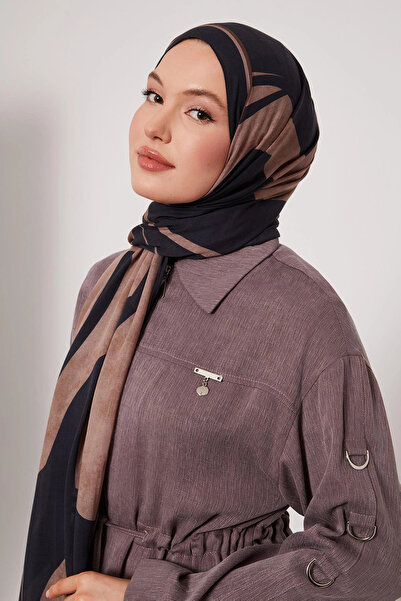 LuvenSara Patterned Silk Shawl - Night Anthracite