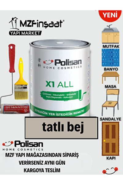 Polisan X1 All Yeni Nesil Dönüşüm Boyası 0.75 lt + 10 cm Mini Rulo + Kestirme...
