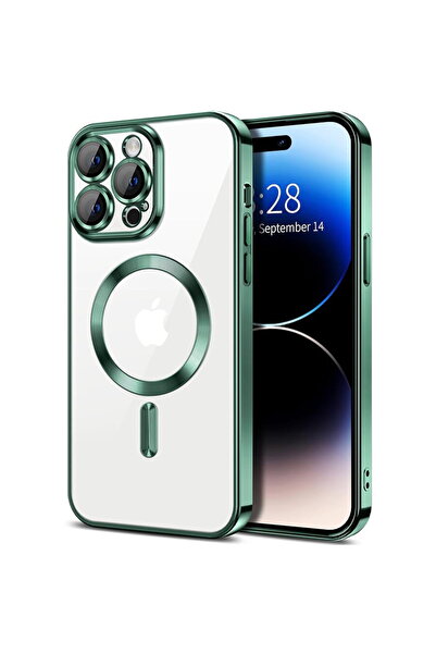 Techsuit Husă pentru iPhone 14 Pro Max - Luxury Crystal MagSafe - Verde închis