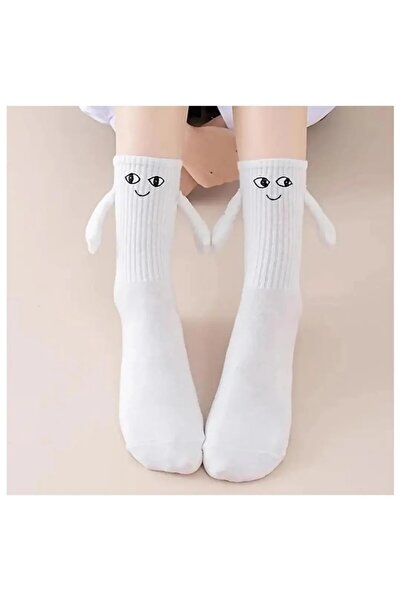 MG ÇORAP Holding Hands Socks Magnetic Friendship & Lover Socks Cotton Fun