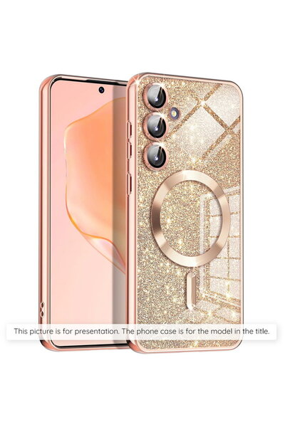 Techsuit Husa pentru Samsung Galaxy S22 5G - Luxury Glitter MagSafe - Rose Gold