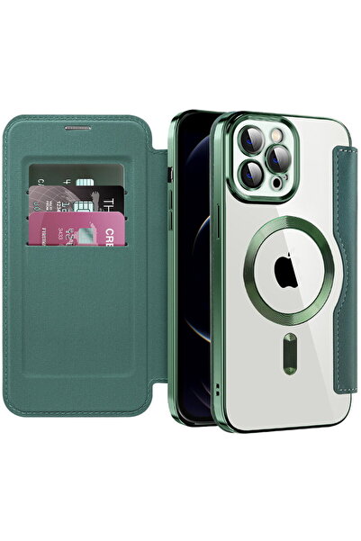 Techsuit Husa pentru iPhone 12 Pro Max - SmartMag Book Case - Green