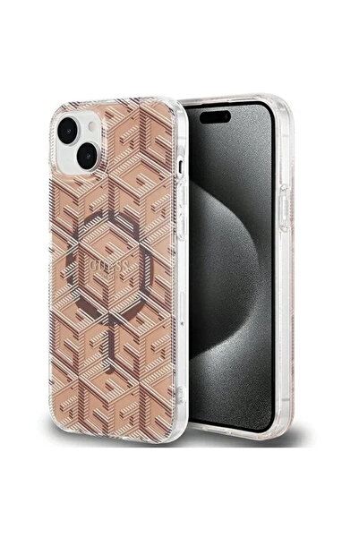 Guess Carcasă rigidă maro IML GCube MagSafe pentru iPhone 15/14/13 6.1"