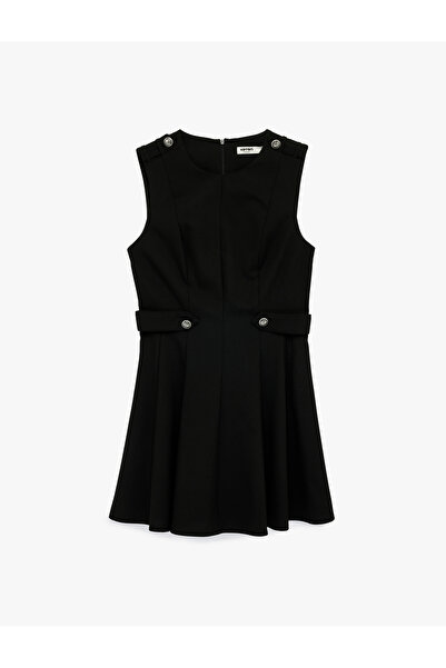 Koton guler rotund A croială Mini rochie fără mâneci cu accesorii metalice