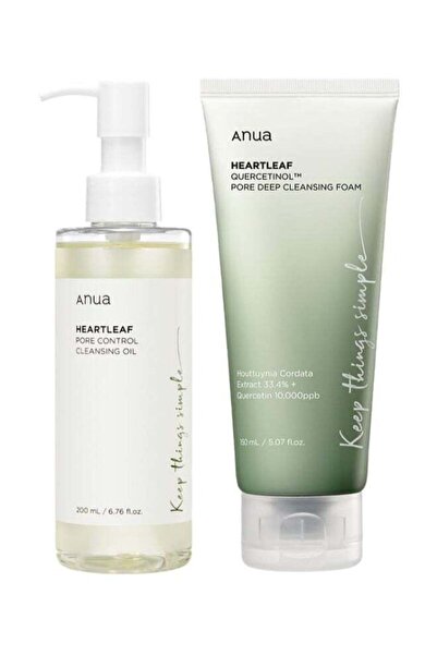 ANUA مجموعة التنظيف المزدوجة (زيت التنظيف + رغوة التنظيف)