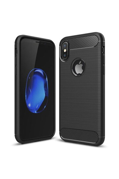 Techsuit Husa pentru iPhone X / XS - Carbon Silicone - Black