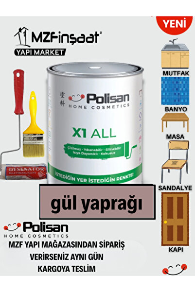 Polisan X1 All Yeni Nesil Dönüşüm Boyası 0.75 lt + 10 cm Mini Rulo + Kestirme...