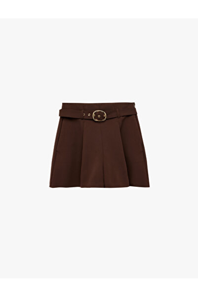 Koton Mini Shorts with Pile Detail and Belt Detail