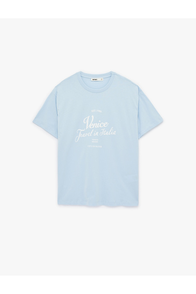 Koton Short Sleeve Crew Neck Printed Oversize T-Shirt