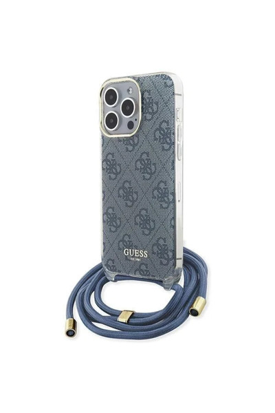 Guess iPhone 15 Pro (6.1) hardcase Crossbody Cord 4G Print - Blue