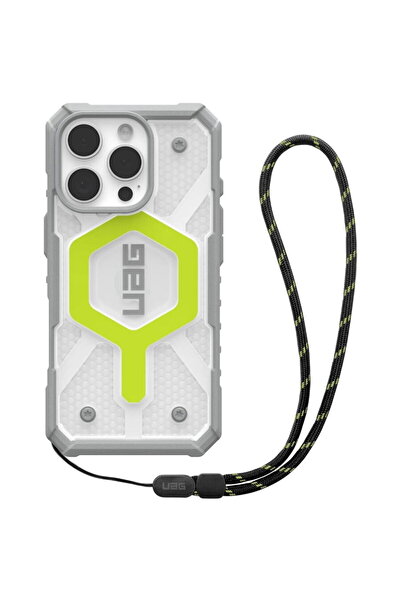 UAG Husa pentru iPhone 16 Pro - Pathfinder Clear Magsafe - Active Neon Lanyard