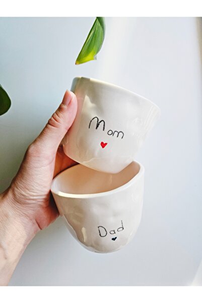 WEBBMODA Handmade Set of 2 Mom and Dad Mugs