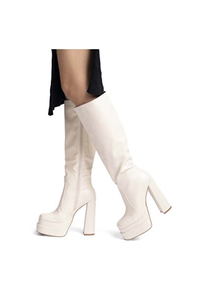 Sofia Store Women's long boots with heels and platform Opal