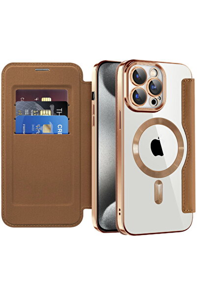 Techsuit Husa pentru iPhone 15 Pro - SmartMag Book Case - Brown