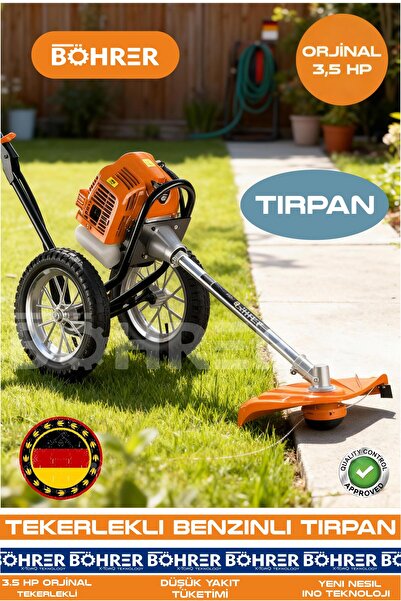 BÖHRER ORJİNAL 3.5 HP BENZİNLİ TEKERLEKLİ TIRPAN - OT ÇALI DİKEN KESME MAKİNESİ