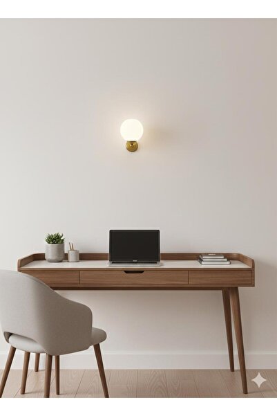 BİAVİZE White Top Glass Gold Chrome Wall Sconce