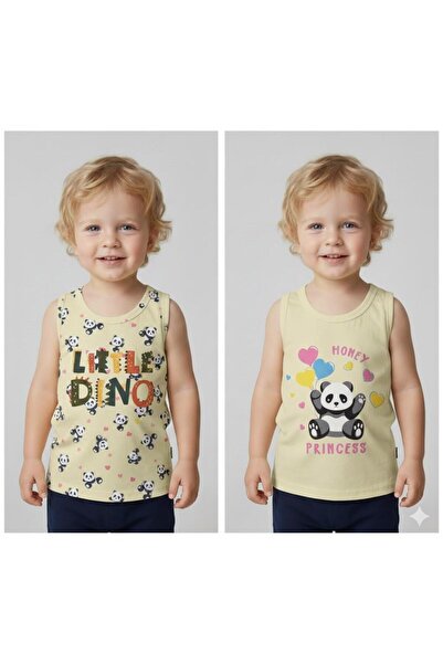 Elmas Girl's panda patterned 2-piece tank top set elm-a139
