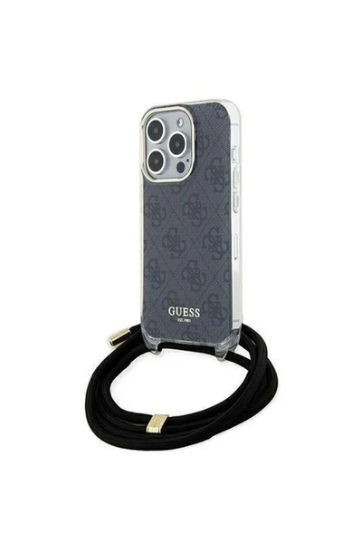 Guess iPhone 15 Pro (6.1) hardcase Crossbody Cord 4G Print - Black
