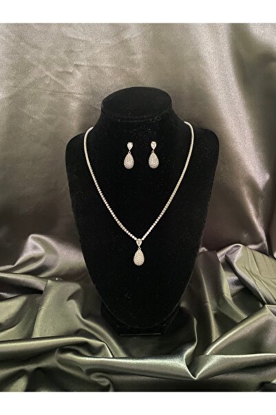 Şirince Zirkon taşlı kolye küpe seti