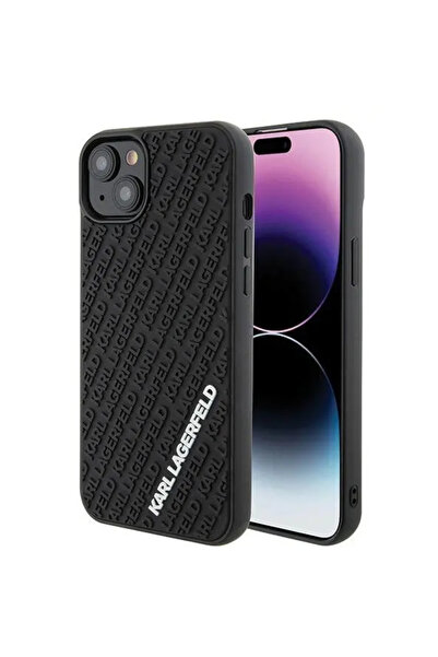 Karl Lagerfeld HusДѓ 3D Rubber Multi Logo pentru iPhone 15 Plus, Negru
