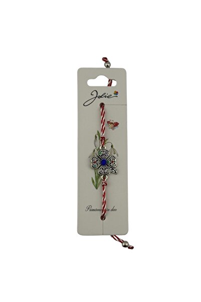 Flippy Martisor Adjustable Red White Cord Bracelet, Multicolor Four-Leaf Clov...