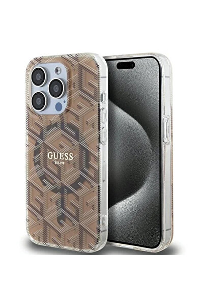 Guess iPhone 15 Pro Max 6.7" brown hardcase IML GCube MagSafe