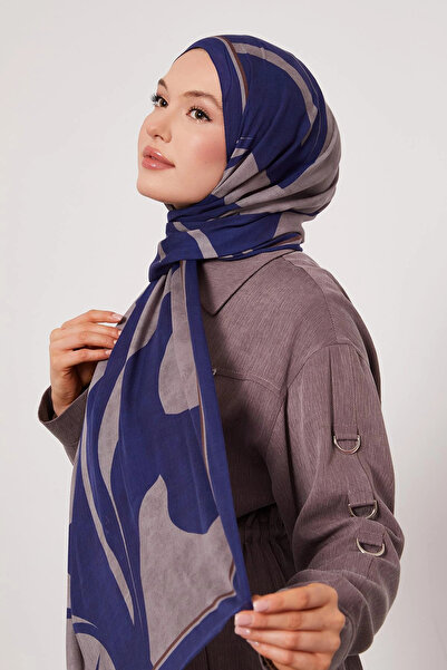 LuvenSara Patterned Silk Shawl - Moon Blue