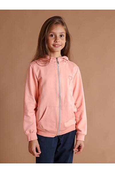 Bumbăcel Hanorac fetițe uniton cu fermoar și glugă din bumbac